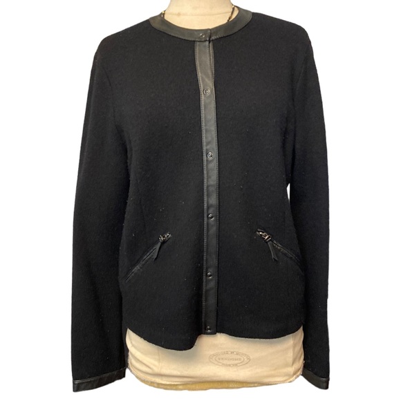 SOLD! Black Button Up Wool Jacket SZ Large - Picture 3 of 5